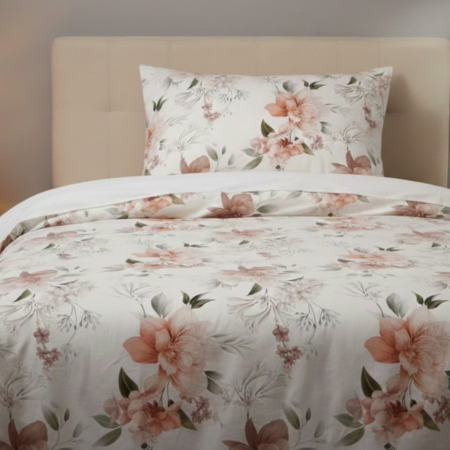 Спален комплект ранфорс Оранжеви Цветя 3Д