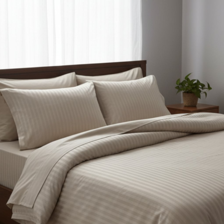 Спален комплект Памучен сатен - Капучино Райе