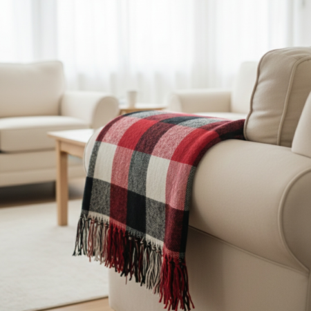 Одеяло с вълна - Палермо червено каре