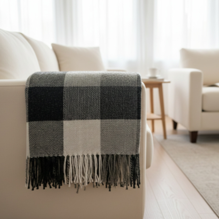 Одеяло с вълна - Палермо сиво каре