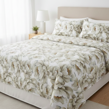 Спален комплект от ранфорс - Бял Божур