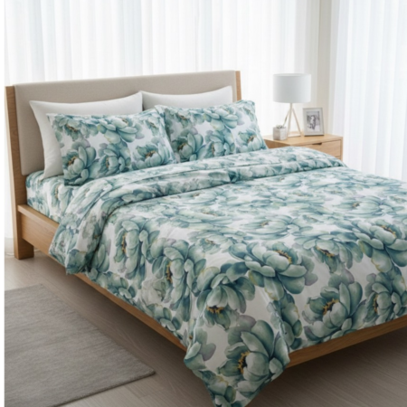 Спален комплект от ранфорс - Зелен Божур