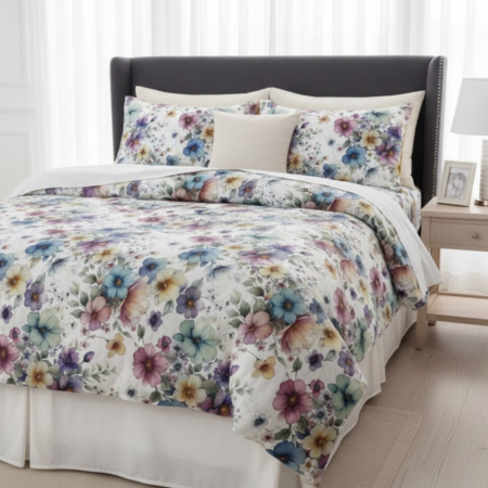 Спален компелкт ранфорс - Акварелни Цветя 3Д