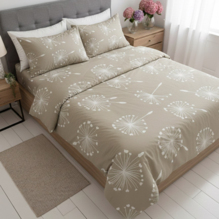 Спален комплект от ранфорс - Глухарчета Бежови