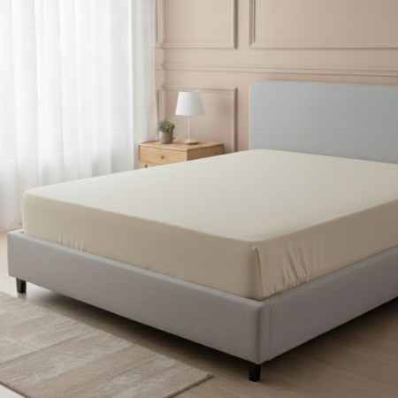 Долен чаршаф с ластик от памучно трико - Шампанско