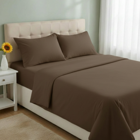 Спален комплект от ранфорс - Кафяв