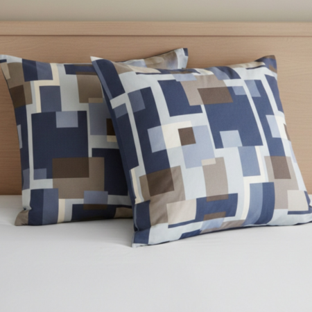 Калъфки за възглавници - Ранфорс Сини Квадрати