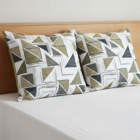 Калъфки за възглавници - Ранфорс Зелени Триъгълници