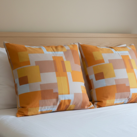 Калъфки за възглавници - Ранфорс Оранжеви Квадрати