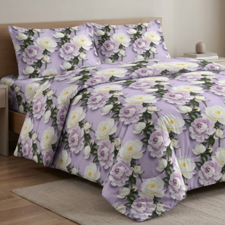 Спален комплект ранфорс - Лилави Рози 5Д